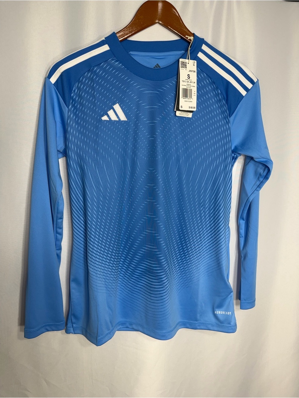adidas Blue Soccer Jersey with White Stripes size S new w tags